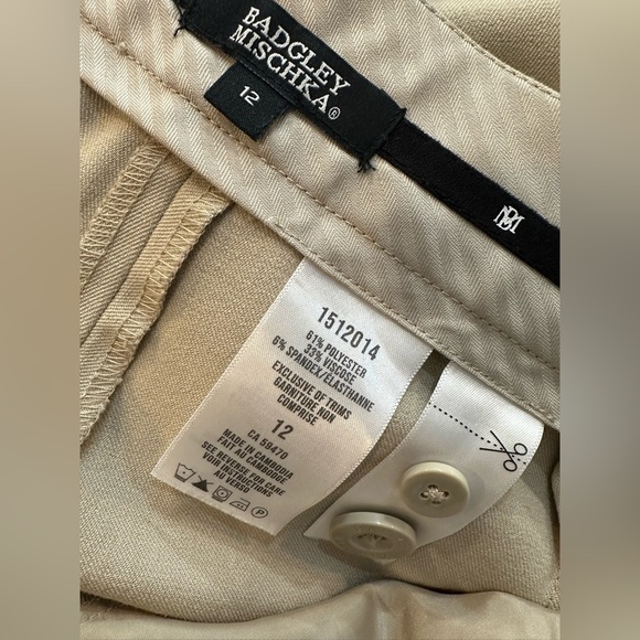 Badgley Mischka Classic Beige Women's Pants SZ 12 - Picture 3 of 3